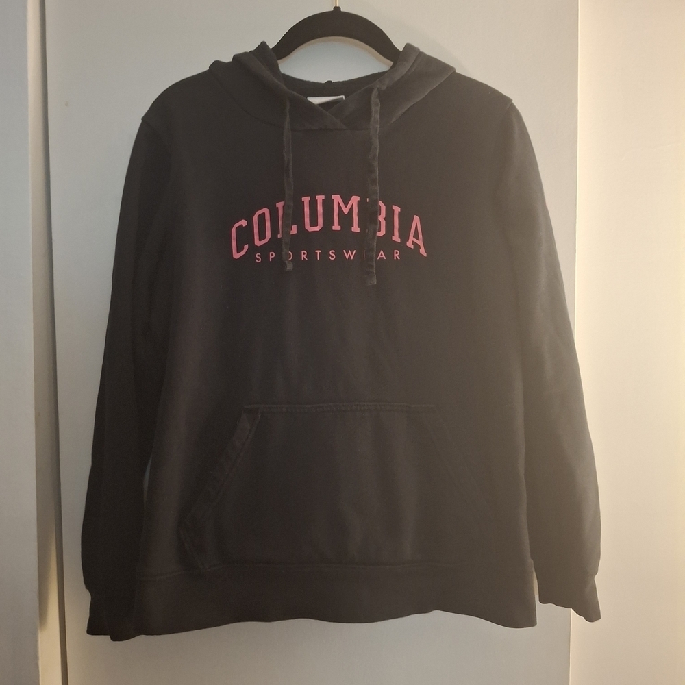 Columbia Women's Black Hoodie With Pink Lettering Detail